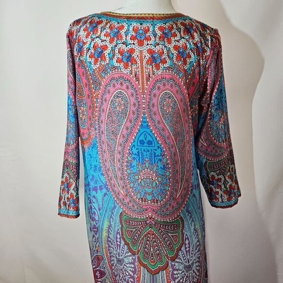 TRUE Colours Size L, XL Silk Long Kimono SequinCardigan Lightweight Pink Robe - Picture 10 of 16